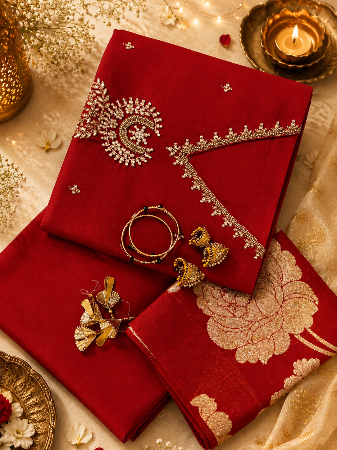 Vesh Rust Zari Sequin Embroidered Kurta Set