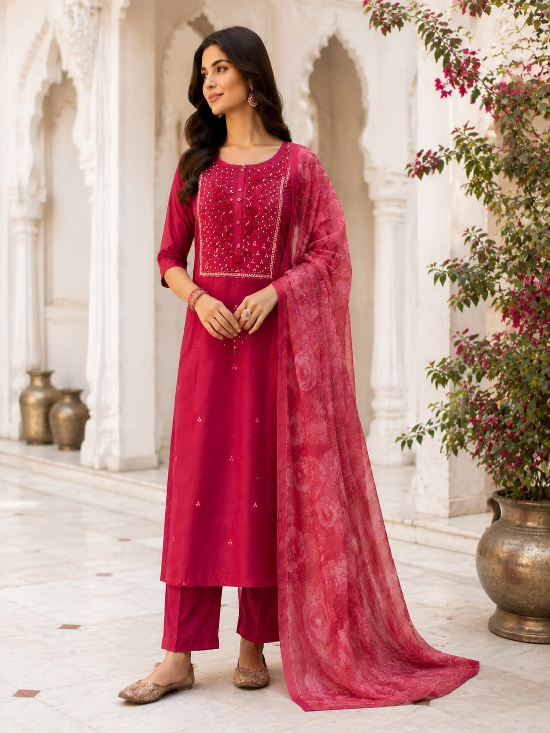 Vesh Motif Silk Blend Kurta Set