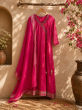 Vesh Magenta Silk Anarkali Kurta Set