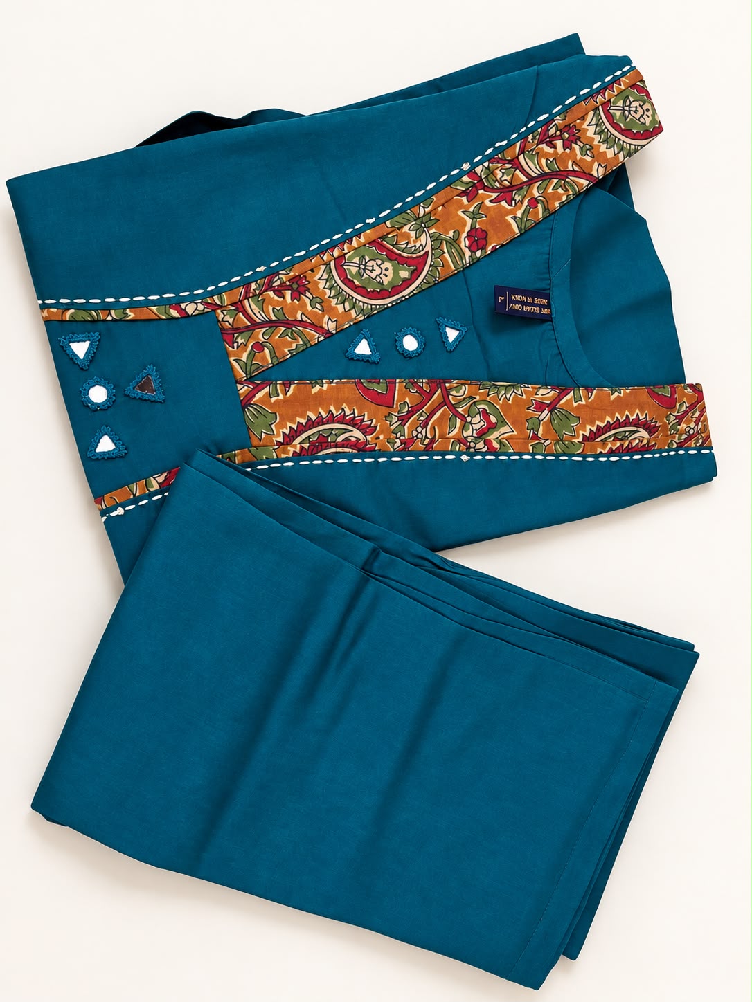 Vesh Teal Pure Cotton Handcrafted Co-ord Set