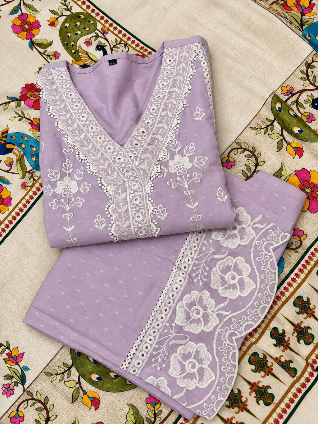 Vesh Lilac Pure Cotton Chikankari Co-ord Set