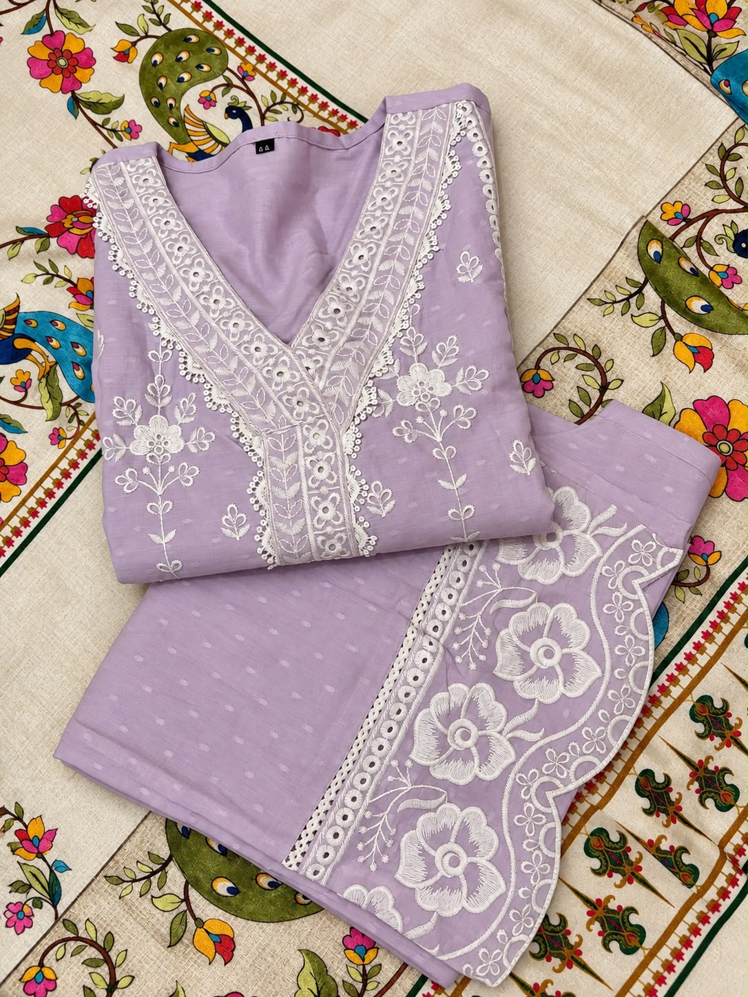 Vesh Lilac Pure Cotton Chikankari Co-ord Set