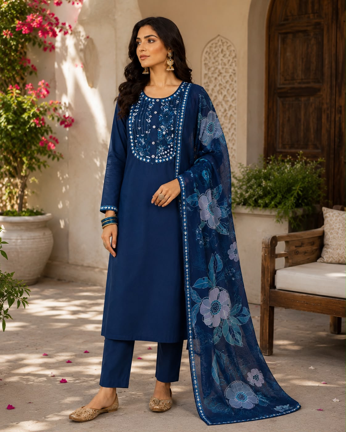 Vesh Motif Silk Blend Kurta Set